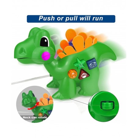 Push & Pull Toys for Toddlers 1-3 | Baby Toys 12-18 Months Can Sit & Stand &Roll Pull Toy Dinosaurs with Lights & Sounds for ...