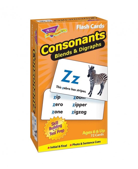 Trend Enterprises: Consonants Blends & Digraphs Skill Drill Flash Cards Photo Cues Word & Sentence Examples Great for Skill B...