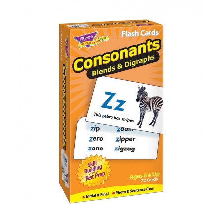 Trend Enterprises: Consonants Blends & Digraphs Skill Drill Flash Cards Photo Cues Word & Sentence Examples Great for Skill B...