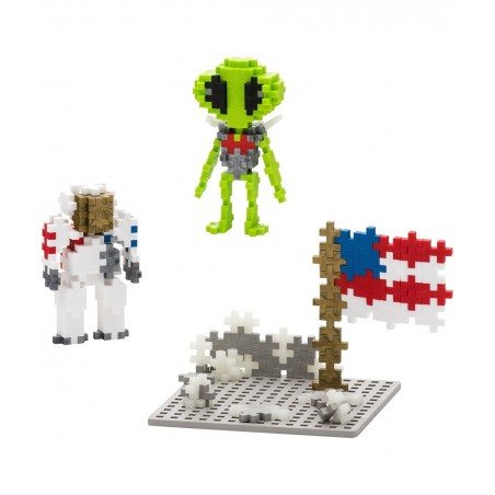 Explore Space Bundle - Moon Baseplate & Astronaut Alien 70 pc Tubes - Construction Building Stem / Steam Toy Interlocking Min...