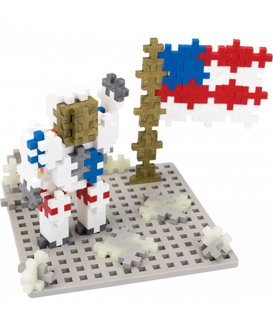 Explore Space Bundle - Moon Baseplate & Astronaut Alien 70 pc Tubes - Construction Building Stem / Steam Toy Interlocking Min...