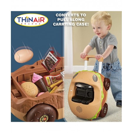 Burger Car Kids’ Kitchen Playset: 3 Pretend Play Toys in 1 with Fun Lights & Sounds Includes Burger-Shaped Toy Car Toy Food T...