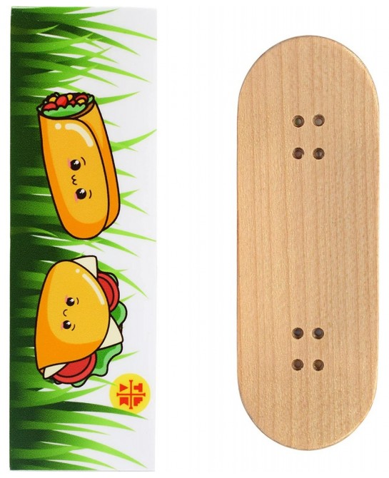 Teak Swap Fingerboard Deck & Graphic Wrap - Happy Tacos - Pro Shape & Size 32mm x 97mm - Semi-Permanent Vinyl Graphic $30.22 ...