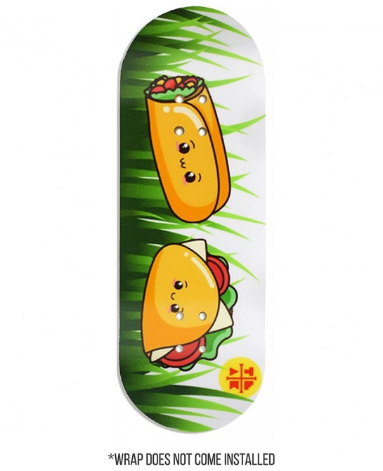 Teak Swap Fingerboard Deck & Graphic Wrap - Happy Tacos - Pro Shape & Size 32mm x 97mm - Semi-Permanent Vinyl Graphic $30.22 ...