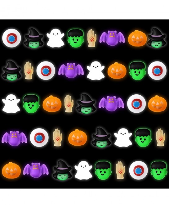 40 Pcs Halloween Mochi Squishies Toys Halloween Party Favors for Kids Pumpkin Ghost Squishy Anxiety Toys Mochi Squishy Toy St...