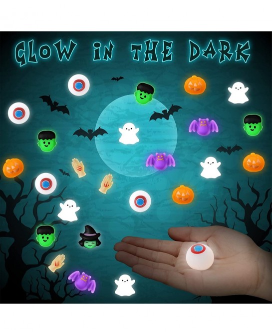 40 Pcs Halloween Mochi Squishies Toys Halloween Party Favors for Kids Pumpkin Ghost Squishy Anxiety Toys Mochi Squishy Toy St...