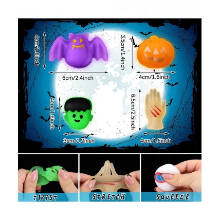 40 Pcs Halloween Mochi Squishies Toys Halloween Party Favors for Kids Pumpkin Ghost Squishy Anxiety Toys Mochi Squishy Toy St...