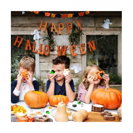 40 Pcs Halloween Mochi Squishies Toys Halloween Party Favors for Kids Pumpkin Ghost Squishy Anxiety Toys Mochi Squishy Toy St...