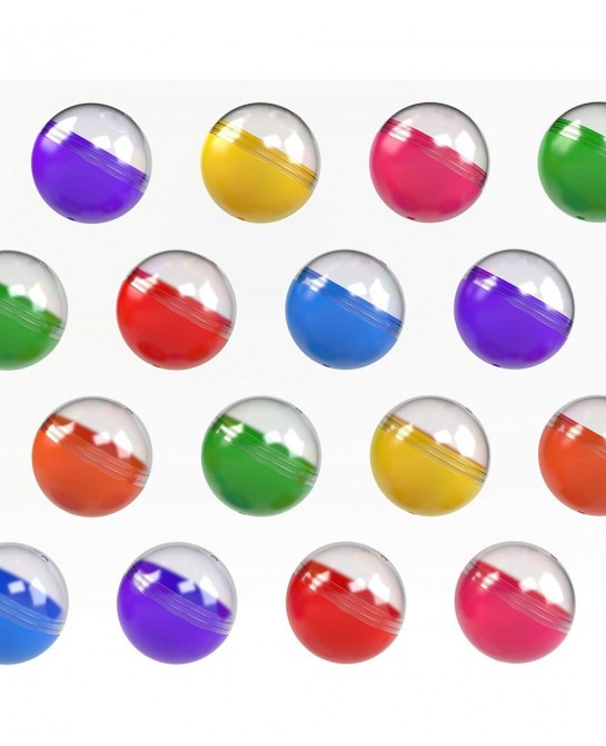 Empty Clear-Colored Round Capsules 2 inch 50 pcs Bulk 7 Colors Capsule for Toy Gumball Machines Plastic Containers Surprise f...