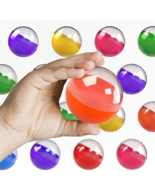 Empty Clear-Colored Round Capsules 2 inch 50 pcs Bulk 7 Colors Capsule for Toy Gumball Machines Plastic Containers Surprise f...