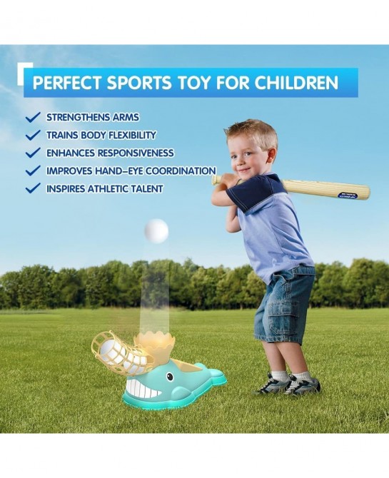 Baseball Pitching Machine Baseball Pitcher Play Set Sports&Outdoor Play Toys for Kids Toddler Indoor Sports Games Backyard Ga...