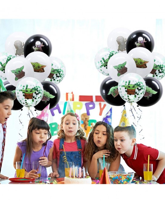 Galaxy War Party Balloons Decor Kits 44 Pack 12’ Confetti Balloons Large Foil Alien Foil Balloons with Balloon Ribbon for Kid...