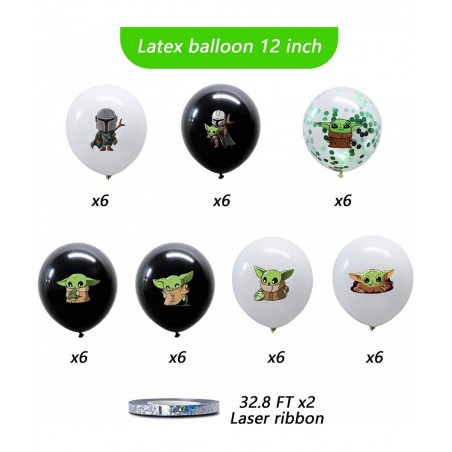 Galaxy War Party Balloons Decor Kits 44 Pack 12’ Confetti Balloons Large Foil Alien Foil Balloons with Balloon Ribbon for Kid...