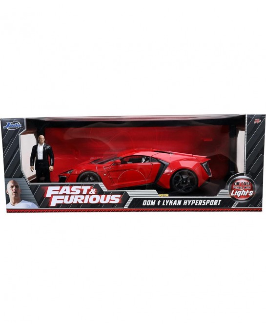 Fast & Furious 1:18 Lykan Hypersport Die-cast Car & 3" Dom Figure Toys for Kids and Adults $92.87 Action Figures