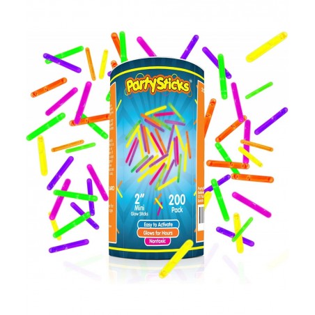 200pk Mini Glow Sticks - 2 Inch Small Glow Sticks Party Favors Glow Party Supplies Waterproof Floating Bright Neon Light Stic...