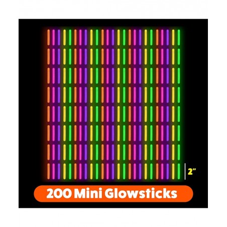 200pk Mini Glow Sticks - 2 Inch Small Glow Sticks Party Favors Glow Party Supplies Waterproof Floating Bright Neon Light Stic...