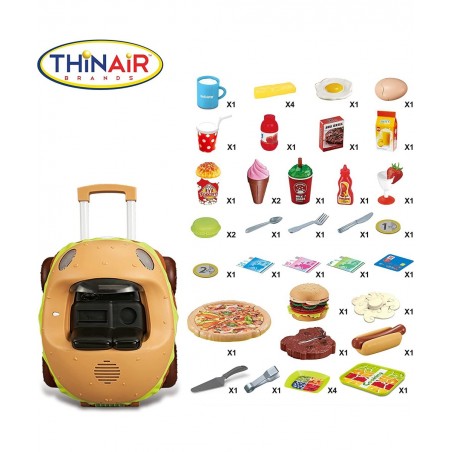 Burger Car Kids’ Kitchen Playset: 3 Pretend Play Toys in 1 with Fun Lights & Sounds Includes Burger-Shaped Toy Car Toy Food T...