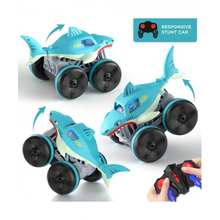 Remote Control Car Amphibious 2.4 GHz 4WD 1:14 Scale All-Terrain Waterproof Remote Control Monster Truck RC Boat Shark Car To...