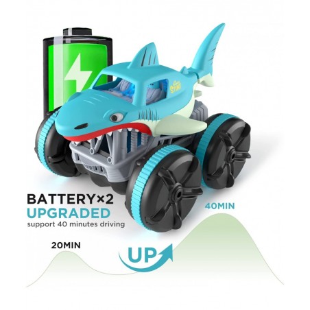 Remote Control Car Amphibious 2.4 GHz 4WD 1:14 Scale All-Terrain Waterproof Remote Control Monster Truck RC Boat Shark Car To...