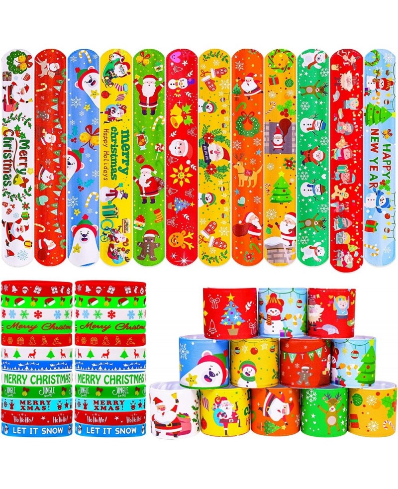 72pcs Christmas Slap Bracelets Silicone Bracelets Bulk Party Favors Toys for Kids Xmas Party Favors Christmas Stocking Stuffe...