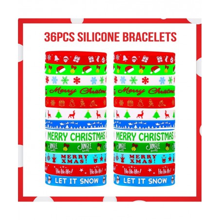 72pcs Christmas Slap Bracelets Silicone Bracelets Bulk Party Favors Toys for Kids Xmas Party Favors Christmas Stocking Stuffe...