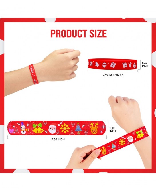 72pcs Christmas Slap Bracelets Silicone Bracelets Bulk Party Favors Toys for Kids Xmas Party Favors Christmas Stocking Stuffe...