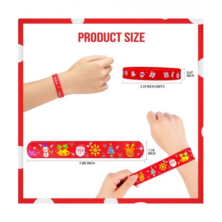 72pcs Christmas Slap Bracelets Silicone Bracelets Bulk Party Favors Toys for Kids Xmas Party Favors Christmas Stocking Stuffe...