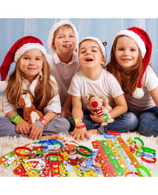 72pcs Christmas Slap Bracelets Silicone Bracelets Bulk Party Favors Toys for Kids Xmas Party Favors Christmas Stocking Stuffe...