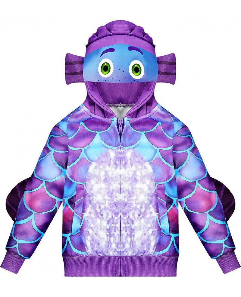 Kids Sea Monster Costume Boys Halloween Jumpsuit Cosplay for Girls Green Outfit with 3D Mask Tail 3-8 Years $27.44 Kids' Cost...
