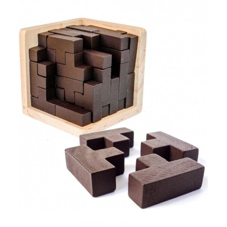 Wooden Brain Teaser Puzzle Cube Wooden Puzzles T-Shaped Jigsaw Logic Puzzle Educational Toy for Kids and Adults (Wine) $19.67...