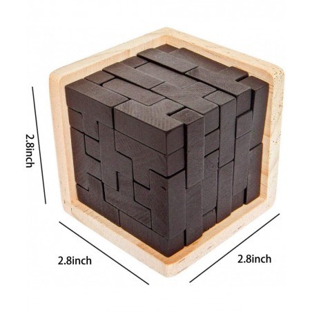 Wooden Brain Teaser Puzzle Cube Wooden Puzzles T-Shaped Jigsaw Logic Puzzle Educational Toy for Kids and Adults (Wine) $19.67...