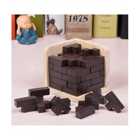 Wooden Brain Teaser Puzzle Cube Wooden Puzzles T-Shaped Jigsaw Logic Puzzle Educational Toy for Kids and Adults (Wine) $19.67...
