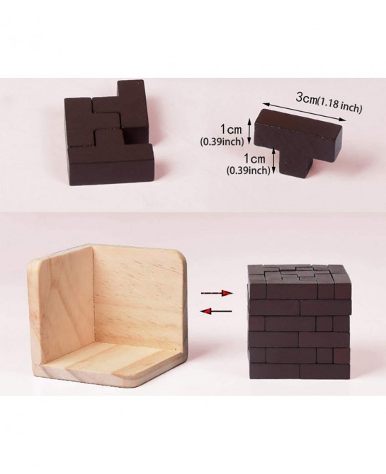 Wooden Brain Teaser Puzzle Cube Wooden Puzzles T-Shaped Jigsaw Logic Puzzle Educational Toy for Kids and Adults (Wine) $19.67...