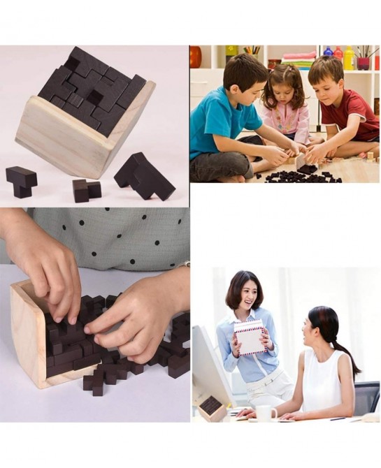 Wooden Brain Teaser Puzzle Cube Wooden Puzzles T-Shaped Jigsaw Logic Puzzle Educational Toy for Kids and Adults (Wine) $19.67...