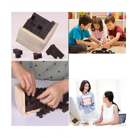 Wooden Brain Teaser Puzzle Cube Wooden Puzzles T-Shaped Jigsaw Logic Puzzle Educational Toy for Kids and Adults (Wine) $19.67...