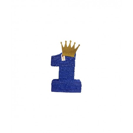 Large 20" Royal Blue & Gold Crown Number One Pinata First Birthday Party Supplies Prince Themed Birthday Decoration $64.79 Pi...