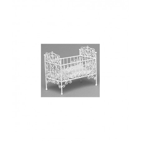 Dollhouse Baby Crib White Wire $61.69 Dollhouse Accessories