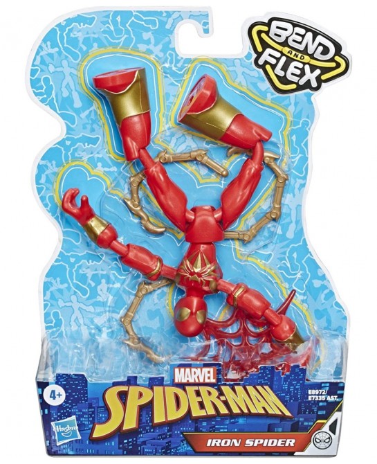 Marvel Bend and Flex Iron Spider Action Figure Toy 6-Inch Flexible Figure Includes Blast Accessories for Kids Ages 4 and Up $...