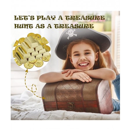 24 Pieces Foil Gold Bar Treasure Boxes Pirate Gold Bar Favor Boxes Paper Gold Brick Decoration and 24 Pieces Gold Pirate Trea...