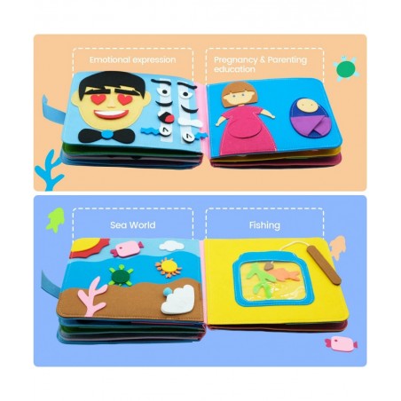 Washable Montessori Toddlers Busy Board 3D Baby Story Cloth Book Early Learning Education Habits Knowledge Develop Travel Toy...