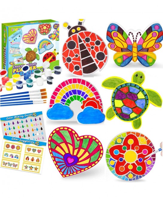 Arts and Crafts Painting Kit for Kids 4-8 6 Pack DIY Kids Plaster Painting Set Indoor & Outdoor Art Decoration Craft Painting...