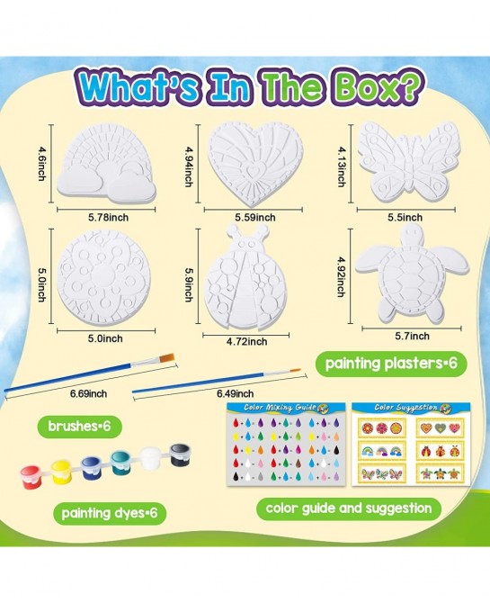 Arts and Crafts Painting Kit for Kids 4-8 6 Pack DIY Kids Plaster Painting Set Indoor & Outdoor Art Decoration Craft Painting...