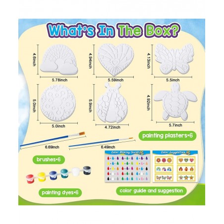 Arts and Crafts Painting Kit for Kids 4-8 6 Pack DIY Kids Plaster Painting Set Indoor & Outdoor Art Decoration Craft Painting...
