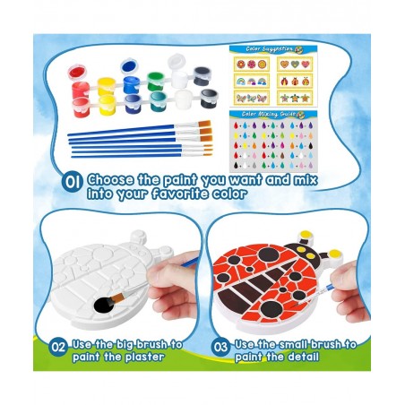 Arts and Crafts Painting Kit for Kids 4-8 6 Pack DIY Kids Plaster Painting Set Indoor & Outdoor Art Decoration Craft Painting...