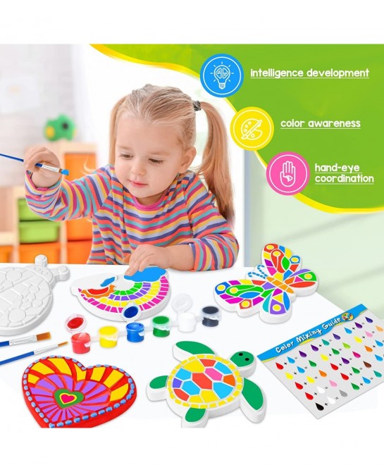 Arts and Crafts Painting Kit for Kids 4-8 6 Pack DIY Kids Plaster Painting Set Indoor & Outdoor Art Decoration Craft Painting...
