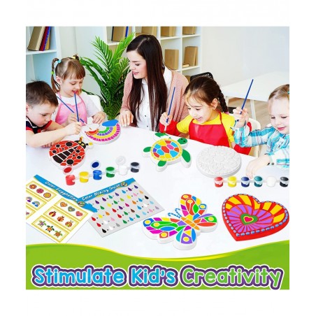 Arts and Crafts Painting Kit for Kids 4-8 6 Pack DIY Kids Plaster Painting Set Indoor & Outdoor Art Decoration Craft Painting...