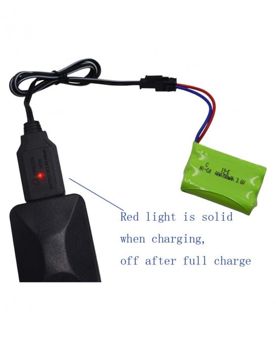 2 Pack 3.6V 700mAh AAA Re-Chargeable Battery Pack with SM-2P Connector Plug and USB Charger Cable for RC Battle Bumper Cars a...
