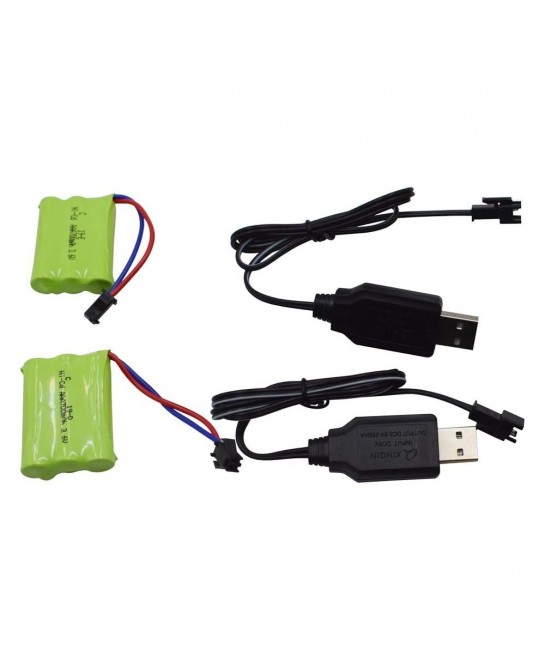 2 Pack 3.6V 700mAh AAA Re-Chargeable Battery Pack with SM-2P Connector Plug and USB Charger Cable for RC Battle Bumper Cars a...