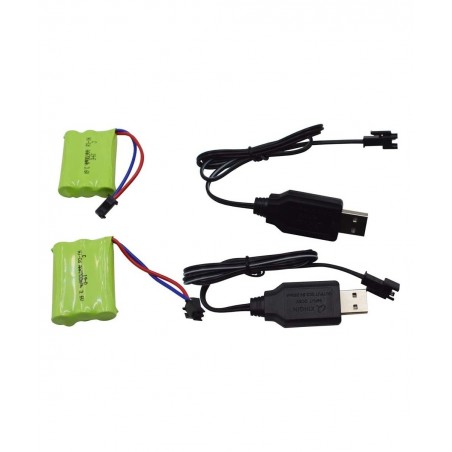 2 Pack 3.6V 700mAh AAA Re-Chargeable Battery Pack with SM-2P Connector Plug and USB Charger Cable for RC Battle Bumper Cars a...
