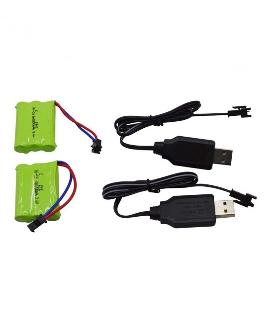 2 Pack 3.6V 700mAh AAA Re-Chargeable Battery Pack with SM-2P Connector Plug and USB Charger Cable for RC Battle Bumper Cars a...